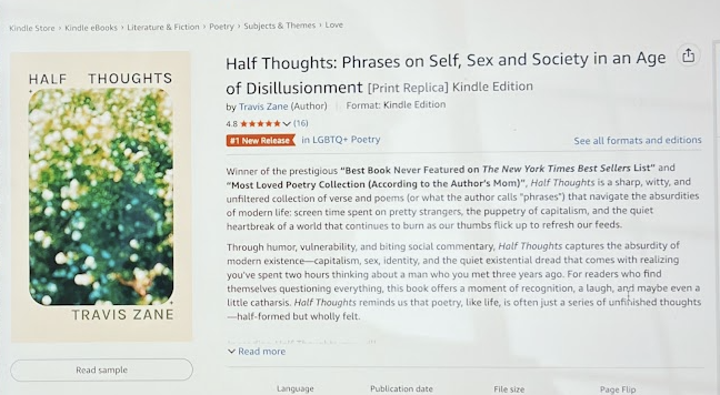 Half Thoughts on Amazon — #1 New Release in LGBTQ+ Poetry
